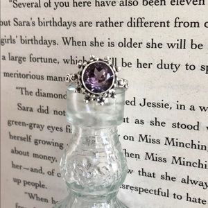 Sterling silver ring with purple stone